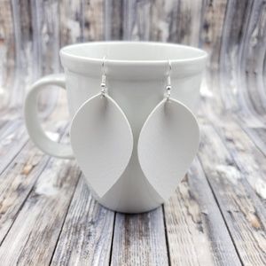 Beautiful Solid White color Faux Leather Earrings!